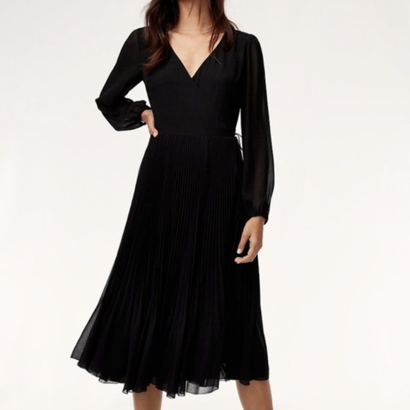 Wilfred 'Beaune' Pleated Wrap Dress Long Sleeve - Picture 1 of 5